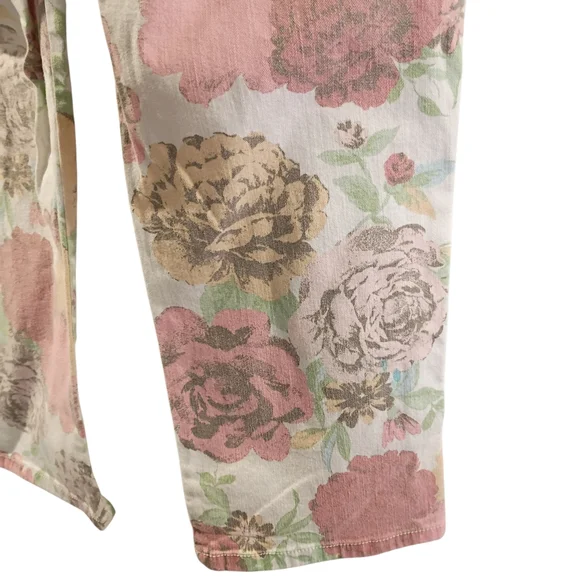 Nine West Vintage America Boho Floral Ankle Pants Denim Multicolor Women's 12 🌸 - Picture 3 of 10